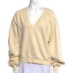 Agolde Cream V-Neck Oversized Sweatshirt